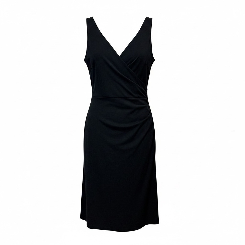 Express Womens Black Sleeveless V-Neck Ruched Wrap Cocktail Dress Size 7/8